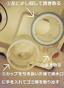 洗濯パンの排水口掃除