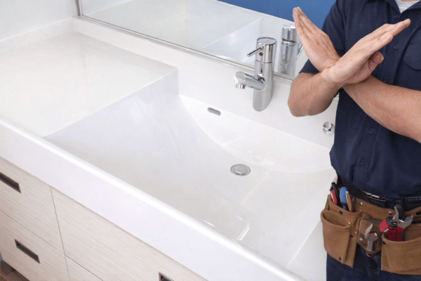 修理業者が断る様子